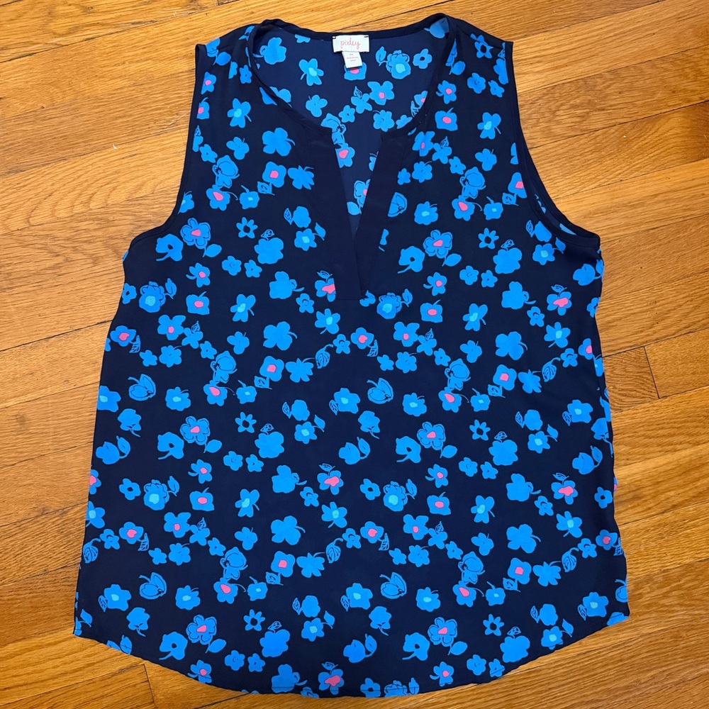 Pixley | Blue Floral Tank Blouse - medium